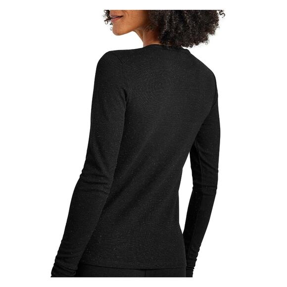 Splendid Women Black Shimmer Knit Viscose Isabella Slim Long Sleeve Tee Size S - Picture 4 of 5
